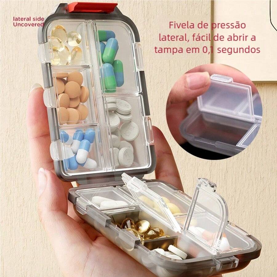 [Portable] Mini Medicine Container – 10 Compartments, Foldable, Makes It Easy To Carry! - Blue - View 1