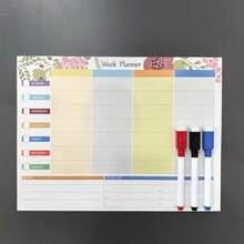 Magnetic Dry Erase Weekly Planner For Refrigerator - Reusable Fridge Calendar For Meal Planning, Chores, And Family Schedules With Notepad Area - Multicolor - View 7