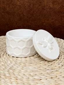 DIY Decorative Ornament Gift Bee Honeycomb Round Jewelry Storage Box Plaster Mold Resin Drip Glue Mold Silicone Candle Cup Mold - White - View 7