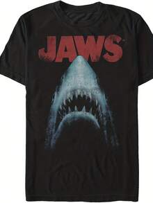Jaws Basic Solid T-Shirt, Jaws Design Men's T-Shirt - Black - View 1