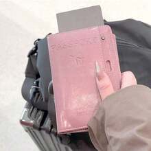 Multi-Functional Passport Holder & Card Case, PU Leather Passport Cover For Travel, School, Vacation, Business Trip, Suitable For Men & Women Travel Essential Holiday Passport Holder For Women - 粉色 - 查看 3