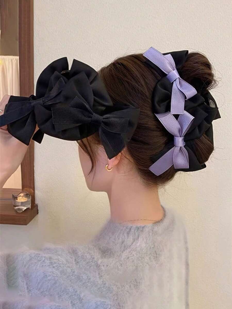 1 pieza Elegante Clip de Pelo con Lazo Francés, Adecuado para Que las Mujeres se Recojan el Cabello, Apropiado para Damas Elegantes para Uso Diario y Reuniones, Accesorios de Moda para el Cabello Pinzas Elegantes - Multicolor - Ver 1