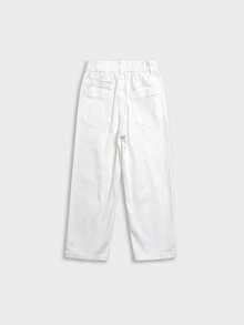 Young Boy Wide Leg Adjustable Elastic Waist Loose Fit Denim Jeans