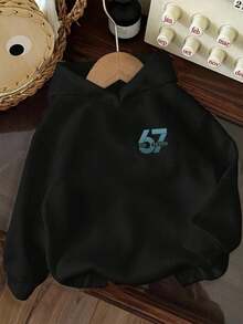 男童印花保暖套头卫衣，秋冬季保暖舒适 - 黑色 - 查看 4