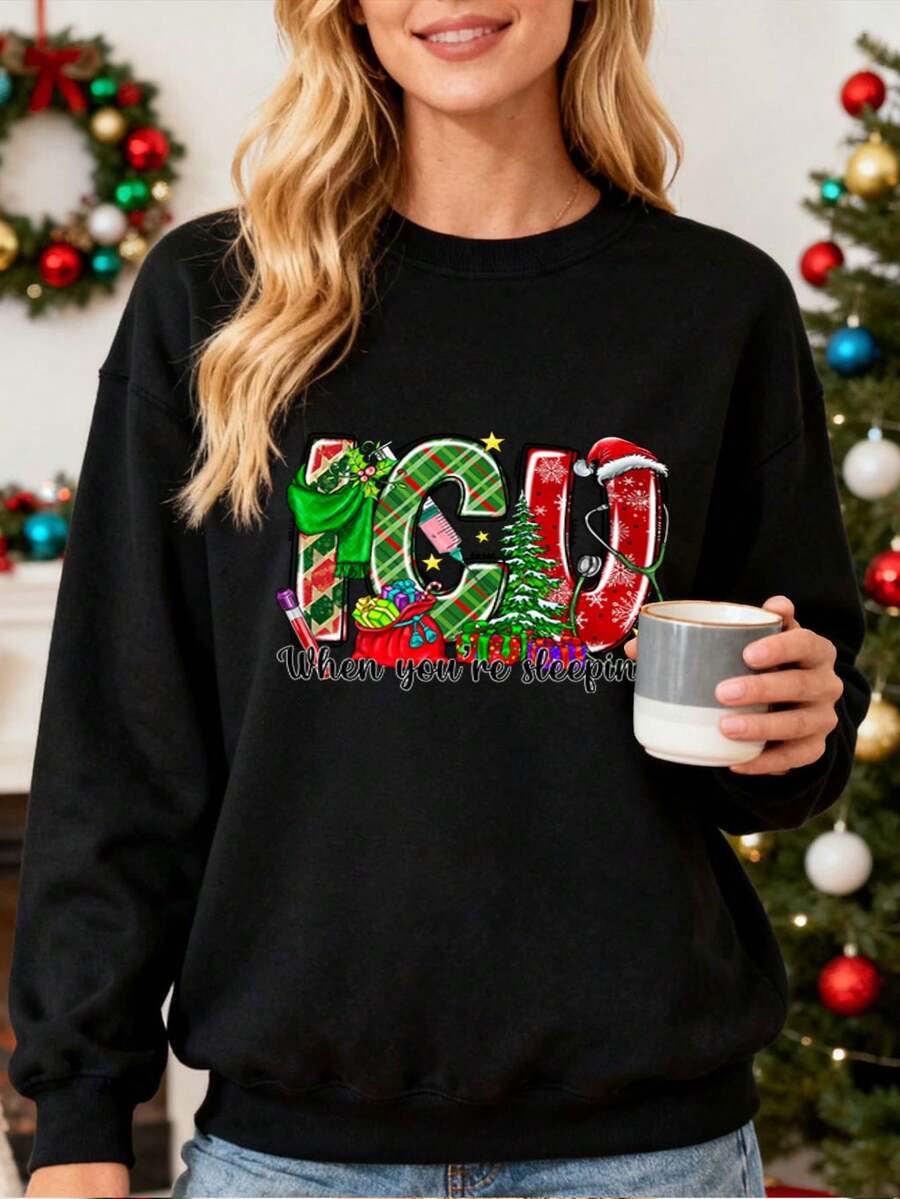 Women Plus Size Sports Sweatshirts - Black - View 1