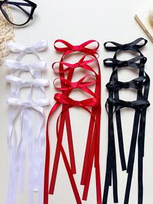 12件套女士发饰套装，涤纶丝带蝴蝶结发夹，蕾丝发卡，优雅芭蕾舞Y2K仙女风发饰，适合日常佩戴，爪夹，发卡，发夹，头饰，发卡 - 白色+紅色+黑色 - 查看 8