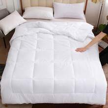 1pc Washable White Down Comforter - Ultra Soft Hotel Quality Duvet Insert, Filled With Silky Hollow Fiber, Suitable For Home, Hotel And Vacation Rental, Available In Twin, Full, Queen, King Sizes