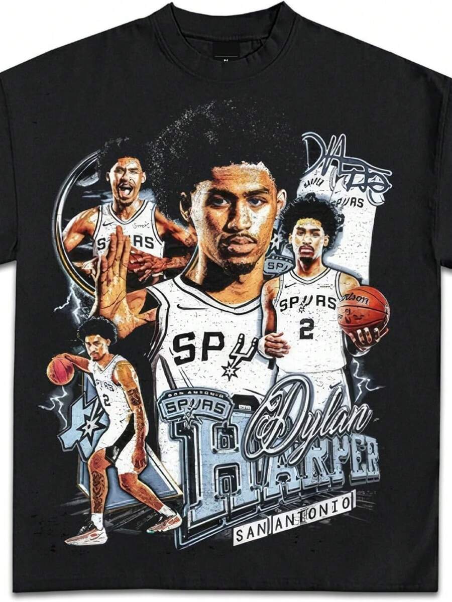 Dylan Harper San Antonio Rookie Series Graphic T-Shirts _ Premium Quality Basketball Shirt For Adult - Black - View 1