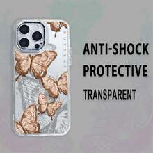 Elegante funda con diseño de mariposa, compatible con iPhone 16, 15, 14 Pro Max, 13, 12, 11, XR y XS Plus. Fabricada en silicona TPU, ofrece protección contra golpes y caídas, además de una excelente sensación al tacto. Es el regalo ideal para familiares, amigos y seres queridos. - transparente - Ver 1
