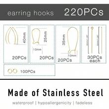800/220 ganchos hipoalergnicos para hacer joyas, suministros de acero inoxidable para arete, chapado en plata y oro, gancho de pescado chapado en oro 800 piezas - Gancho V & U dorado (220pcs) - Ver 3