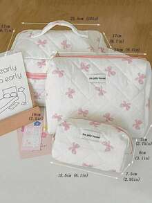 3件套粉色蝴蝶结化妆包，轻便拉链化妆品收纳袋，甜美风格多功能化妆盒，母亲节礼物，送朋友的礼物，送老师的礼物。化妆包，化妆品收纳盒，化妆包，化妆品收纳，珠宝收纳，唇彩收纳，指甲油收纳，化妆包，化妆收纳盒，化妆品收纳，化妆品收纳，化妆包，化妆包 - 彩色 - 查看 7