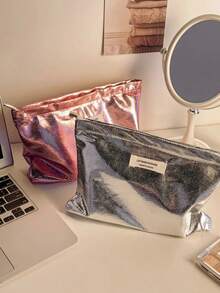 1 geantă cosmetică metalică din piele de șarpe, piele PU strălucitoare, capacitate mare, organizator portabil de toaletă pentru călătorie, geantă cu fermoar moale, geantă de toaletă pentru femei, genți pentru femei, geantă cosmetică personalizată, călătorie, geantă de machiaj, depozitare portabilă, geantă de frumusețe, articole esențiale pentru vacanță, cadou pentru Ziua Îndrăgostiților, Anul Nou, nuntă, decorațiuni pentru petreceri - Multicolor - Vizualizare 5