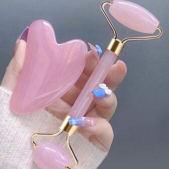 1 st ansiktsmassageverktygsset, 3-i-1-kit med roller, gua sha och kroppsskrapa - för ansiktsvård och kroppsavslappning, anti-agingrutin, rosa och vita färgalternativ