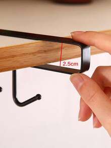 2/1 pieza Estante de almacenamiento multifuncional para gabinete de cocina con 6 ganchos - Montado en la pared, antideslizante, elegante soporte plástico para tazas, cubiertos y copas de vino, ganchos prácticos para artículos, accesorios y utensilios de cocina - Multicolor - Ver 8