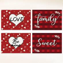 1 pieza Mantel individual con diseño de corazón, mantel de mesa de comedor, decoración navideña, mantel para desayuno, accesorio de cocina, mantel individual fácil de limpiar, adecuado para el hogar, restaurante, decoración de cocina y comedor - Multicolor - Ver 1