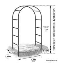 2.4M Garden Arch Trellis Arched Metal Tubular Frame Climbing Plant Archway - Dark Green - View 5