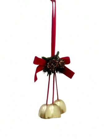 1Pc Bow, Pine Branch, Pinecone And Golden Bell Pendant, Retro And Warm Door And Wall Decoration Pendant, Firm And Not Easy To Loosen, Suitable For Home Decoration, Room Decor, Bedroom And Living Room Door And Wall Decoration, Indoor And Outdoor Decor, Door Hanging Decoration, Friends' Gifts, Party Decor