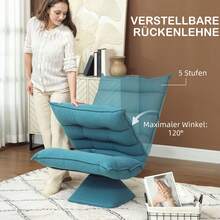 Reclining Armchair/Reading Chair, Swivel, Velvet Look, 62 Cm X 70 Cm X 95 Cm, Blue - Blue - View 7