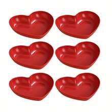 6pcs Heart-Shaped Plastic Serving Trays Set, Red Love Theme For Fruit, Snacks And Candy, Suitable For Valentine's Day, Wedding, Party And Special Occasions - Red - View 9