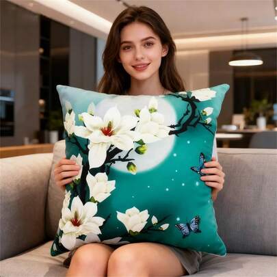 LaoJieYuan 2026 New 5D Cross Stitch Cushion Cover Kit, DIY Handmade Embroidery Printed Cushion Cover Painting Accessories, Fabric, DIY Craft Embroidery Kit, Crochet Knitting Kit, Punch Needle Kit, Sewing Accessories, Embroidery Floss, Craft Supplies, Embroidery Kit For Beginners