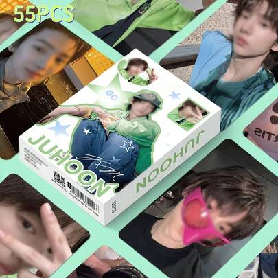 55pcs JUHOON Laser Small Cards K-POP Idol Group Individual Peripheral LOMO Card Decorative Gift, Suitable For Fans, Vivid Illustrations, High-Quality Printing, Fan Gifts, Art Prints, Fashion Design, Durable Cards, Collectible Cards, Single Cards, Idol Supporter