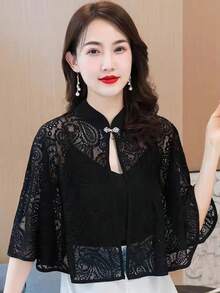 1pc Elegant Bride Hollow Out Shawl, Vintage Lace Cloak/Casual Versatile Sun Protection Shrug, Fashion Accessory For Parties, Festivals, Balls - Multicolor - View 13