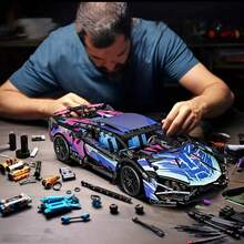 1586pcs Cyberpunk Style Sports Car Building Blocks, Suitable For Ages 14+, Easy To Assemble, Perfect Gift For Birthday, Christmas, Halloween, New Year And Home Decor - Multicolor - View 2