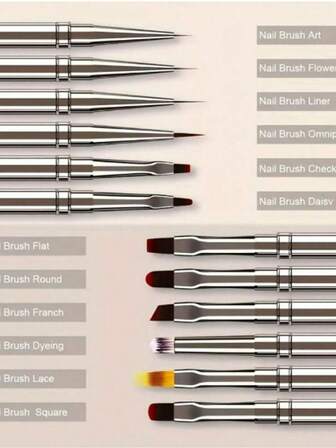 12支美甲笔套装，含渐变色美甲用品 - 美甲修脚工具，用于精准设计，包含美甲艺术必备用品|时尚笔刷设计|耐用笔刷，美甲用品