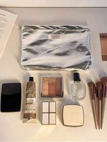 1 geantă cosmetică metalică din piele de șarpe, piele PU strălucitoare, capacitate mare, organizator portabil de toaletă pentru călătorie, geantă cu fermoar moale, geantă de toaletă pentru femei, genți pentru femei, geantă cosmetică personalizată, călătorie, geantă de machiaj, depozitare portabilă, geantă de frumusețe, articole esențiale pentru vacanță, cadou pentru Ziua Îndrăgostiților, Anul Nou, nuntă, decorațiuni pentru petreceri - Multicolor - Vizualizare 4