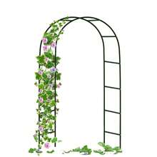 2.4M Garden Arch Trellis Arched Metal Tubular Frame Climbing Plant Archway - Dark Green - View 6
