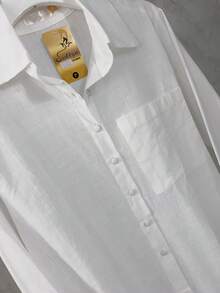 Lightweight Women's Set | Long-Sleeved Shirt And Shorts With Elastic At The Back | Semi-Sheer - White - View 4