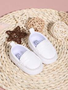 1 Đôi Trẻ Sơ Sinh 0-3 Tháng Tuổi Trẻ Sơ Sinh Bé Trai Đế Mềm Giày Đế Mềm PU Thoáng Khí, Giày Thể Thao Thoải Mái Phù Hợp Cho Mọi Trận Đấu, Thích Hợp Cho Mùa Xuân Và Mùa Thu - trắng - Xem 8