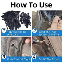 尼龙通用电缆扎带扣，Ziplock Pro 汽车按钮式自锁扎带，带式自锁扎带，适用于汽车保险杠衬里、车身装饰板紧固件、按压式铆钉