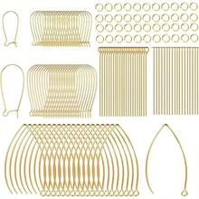 800/220 ganchos hipoalergnicos para hacer joyas, suministros de acero inoxidable para arete, chapado en plata y oro, gancho de pescado chapado en oro 800 piezas - Gancho V & U dorado (220pcs) - Ver 2