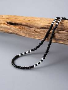 1 Men's Summer Beach Surfing Beaded Necklace Hawaii Miami Handsome Men's Necklace Vacation - White - View 4