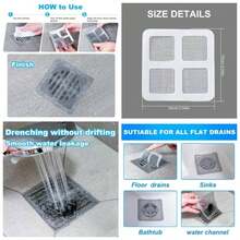 50pcs Filtro Desechable para Desague, Atrapa Pelos Ducha Cuadrado para Ventosa, Fregadero, Tapa de Baera, Colector de Cabello, Accesorio para Cocina - Blanco - Ver 1