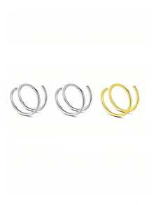 Set Cincin Hidung Lingkaran Ganda Lubang Tunggal Modis 1/3/5pcs, Cincin Hidung Multiwarna Stainless Steel, Perhiasan Tindik Tubuh untuk Pria & Wanita - MultiWarna - View 9