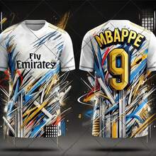 2526 AI Design Mbappe camiseta de fútbol transpirable cómoda camiseta de fútbol de manga corta ropa deportiva para hombres entrenamiento Top regalo para fanáticos - Florida-13851 - Ver 3