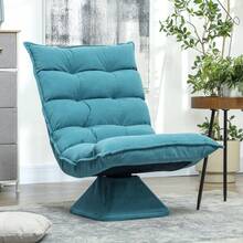 Reclining Armchair/Reading Chair, Swivel, Velvet Look, 62 Cm X 70 Cm X 95 Cm, Blue - Blue - View 4