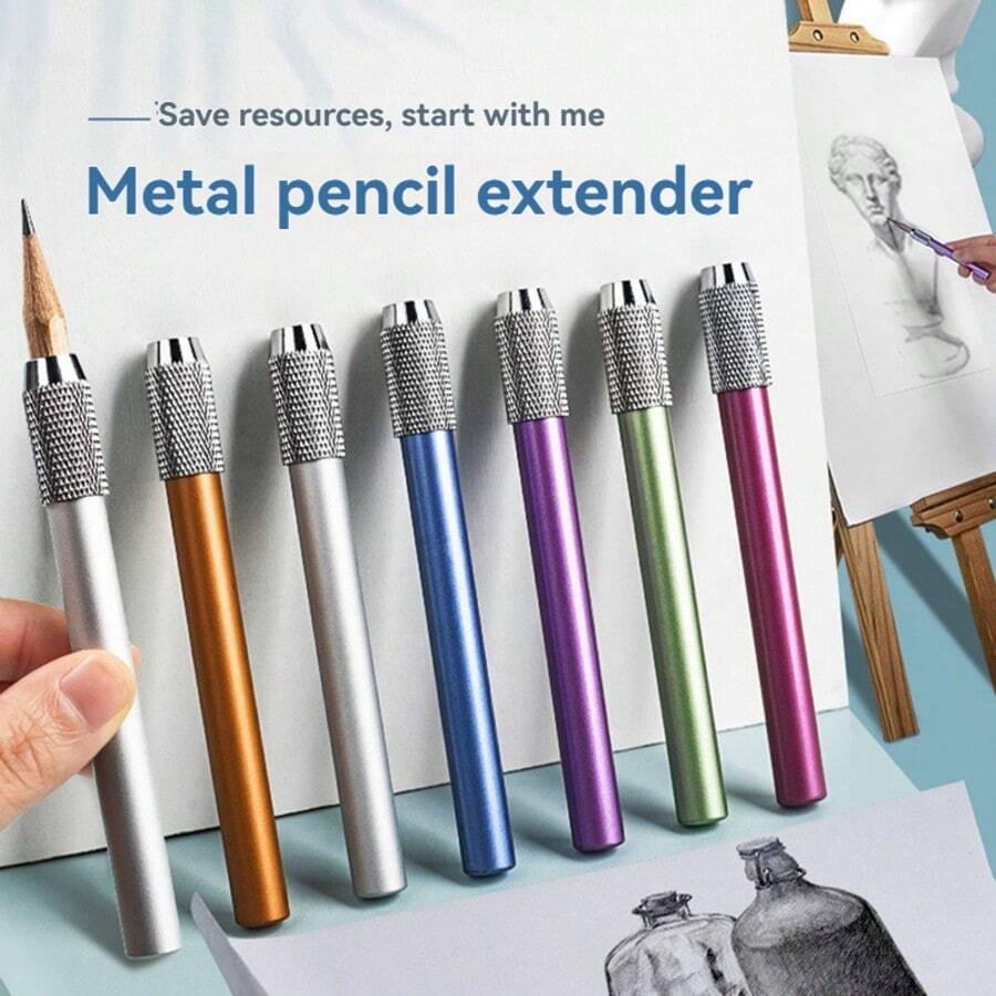 Extendable Pencil Extender, Pencil Lengthener, Student Pencil Holder, Metal Sketch Pencil Clip, Single-Head Pencil Extender, Pencil Lengthener, Pencil Holder, Paint Brush Extender - Multicolor - View 1