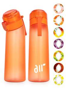 1个水果香味水瓶，运动水瓶入门套装，户外运动水杯，含1个随机椭圆形水果香味环，适合健身房和户外活动礼品 - （香味环仅改善嗅觉，不改变味道）不会改变水的味道，只会让水散发香味 - 彩色 - 查看 15