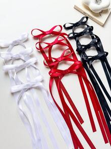 12件套女士发饰套装，涤纶丝带蝴蝶结发夹，蕾丝发卡，优雅芭蕾舞Y2K仙女风发饰，适合日常佩戴，爪夹，发卡，发夹，头饰，发卡 - 白色+紅色+黑色 - 查看 2