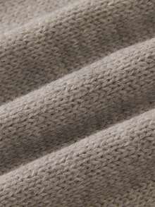 FOR BEAUTY 秋冬圆领加厚长袖宽松女式毛衣，新款休闲罗纹保暖纯色简约套头衫，日常百搭圣诞新年针织上衣 - 咖駝色 - 查看 5