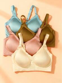 4件装女士无缝无钢圈文胸，提拉、支撑、收拢下胸，轻薄透气 - 彩色 - 查看 7