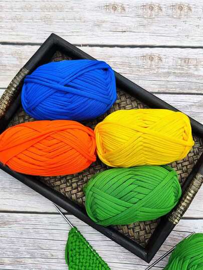 1pc Fabric Strips, Handmade DIY Woven Slippers, Shoes, Crochet Bags, Dolls, Storage Baskets, Blankets, Yarn Material Pack, Fabric Strips Handmade Woven Slippers, Bags, Large Ball For Crocheting Slippers