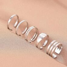 Aomogo 女士可调节不锈钢戒指套装，包括指关节戒指和拇指戒指，适合少女佩戴。