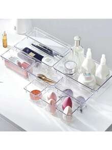 4件/8件/13件/25件套透明宠物桌面收纳盒，带多功能抽屉——非常适合收纳化妆品、厨房用具和日常用品。适用于秋季装饰、节日庆典和优雅的卧室装饰，为您的生活空间增添创意。 - 無色 - 查看 6