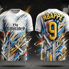 2526 AI Design Mbappe camiseta de fútbol transpirable cómoda camiseta de fútbol de manga corta ropa deportiva para hombres entrenamiento Top regalo para fanáticos - Florida-13851 - Ver 10