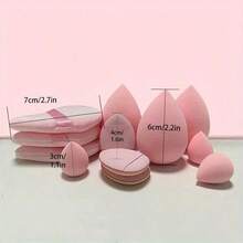 12 Piece Multifunctional Cosmetic Sponge Puff Set, Suitable For Perfect Mixing Of Liquid, Face Cream And Powder, Latex Free, Dry Wet Foundation Make-Up, Contour And Highlight Sponge, With Mini Air Cushion Puff Suitable For All Skin Types - 12pcs(隨機顏色套裝) - 查看 2