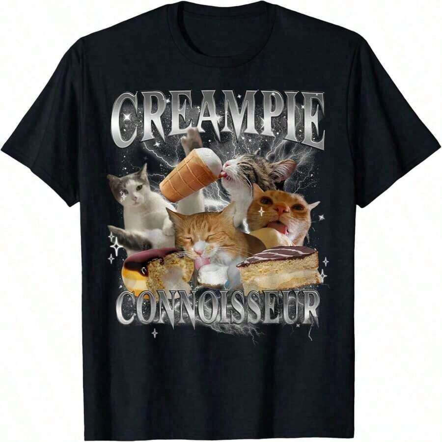 Camiseta de Humor para Adultos con Meme de Gato Divertido y Atrevido - Negro - Ver 1